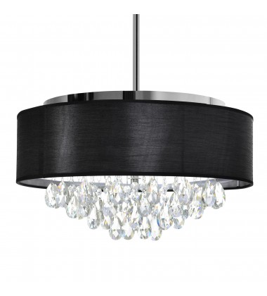 Dash 4 Light Drum Shade Chandelier With Chrome Finish (5443P18C (Black)) - CWI