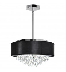  Dash 4 Light Drum Shade Chandelier With Chrome Finish (5443P18C (Black)) - CWI