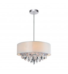  Dash 4 Light Drum Shade Chandelier With Chrome Finish (5443P18C (Off White)) - CWI