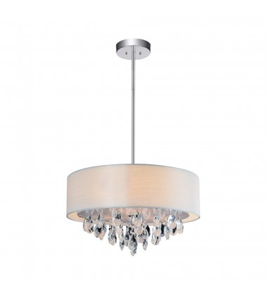  Dash 4 Light Drum Shade Chandelier With Chrome Finish (5443P18C (Off White)) - CWI