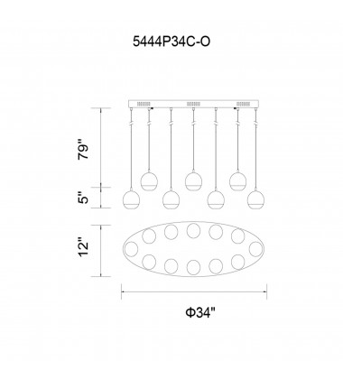  Perrier 12 Light Multi Light Pendant With Chrome Finish (5444P34C-O) - CWI