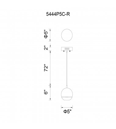  Perrier 1 Light Down Mini Pendant With Chrome Finish (5444P5C-R) - CWI