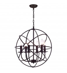  Arza 6 Light Up Chandelier With Brown Finish (5464P18DB) - CWI