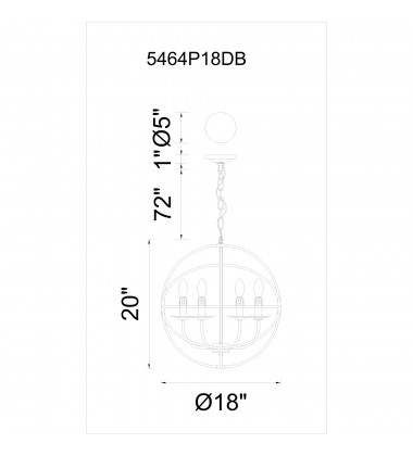  Arza 6 Light Up Chandelier With Brown Finish (5464P18DB) - CWI