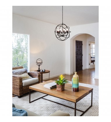  Arza 8 Light Up Chandelier With Brown Finish (5464P22DB-8) - CWI