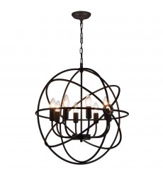  Arza 8 Light Up Chandelier With Brown Finish (5464P22DB-8) - CWI