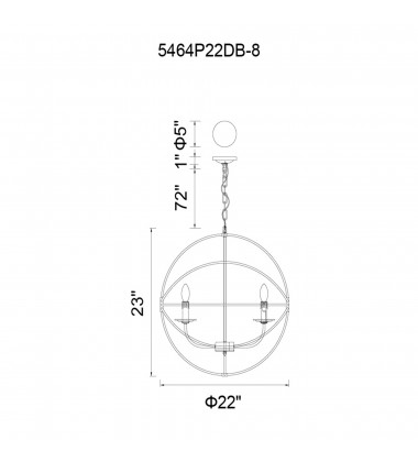  Arza 8 Light Up Chandelier With Brown Finish (5464P22DB-8) - CWI
