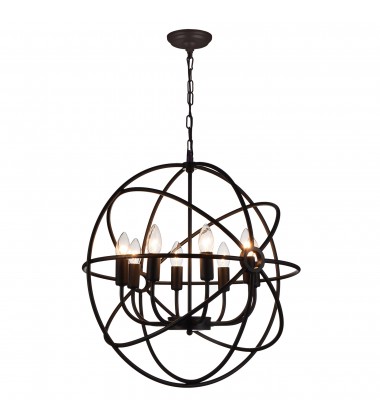  Arza 8 Light Up Chandelier With Brown Finish (5464P22DB-8) - CWI