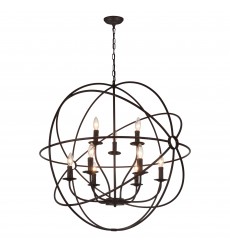  Arza 9 Light Up Chandelier With Brown Finish (5464P32DB-9) - CWI