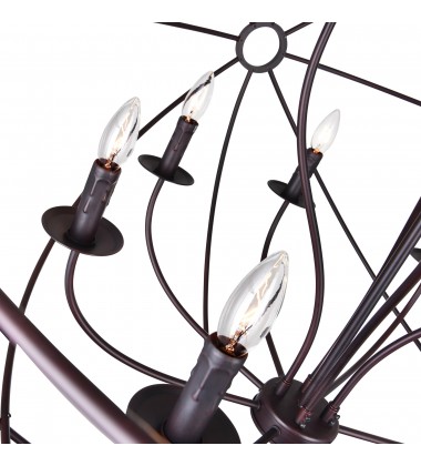  Arza 12 Light Up Chandelier With Brown Finish (5464P40DB-12) - CWI