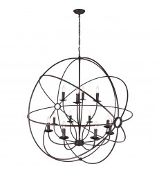  Arza 12 Light Up Chandelier With Brown Finish (5464P40DB-12) - CWI