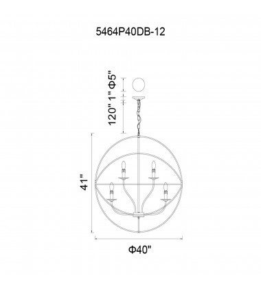 Arza 12 Light Up Chandelier With Brown Finish (5464P40DB-12) - CWI