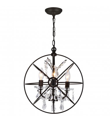  Campechia 3 Light Up Mini Chandelier With Brown Finish (5465P13-DB-3) - CWI