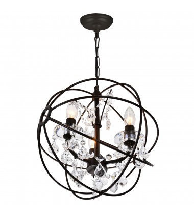  Campechia 3 Light Up Mini Chandelier With Brown Finish (5465P13-DB-3) - CWI