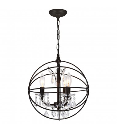  Campechia 3 Light Up Mini Chandelier With Brown Finish (5465P13-DB-3) - CWI