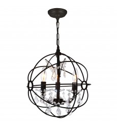  Campechia 3 Light Up Mini Chandelier With Brown Finish (5465P13-DB-3) - CWI