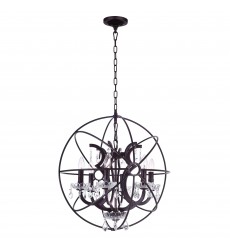  Campechia 6 Light Up Chandelier With Brown Finish (5465P22DB) - CWI