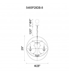  Campechia 8 Light Up Chandelier With Brown Finish (5465P28DB-8) - CWI