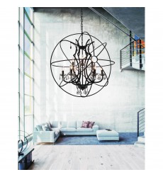  Campechia 9 Light Up Chandelier With Brown Finish (5465P36DB-9) - CWI