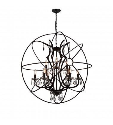  Campechia 9 Light Up Chandelier With Brown Finish (5465P36DB-9) - CWI