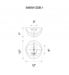  Campechia 1 Light Wall Sconce With Brown Finish (5465W12DB-1) - CWI