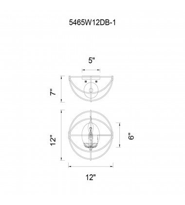  Campechia 1 Light Wall Sconce With Brown Finish (5465W12DB-1) - CWI
