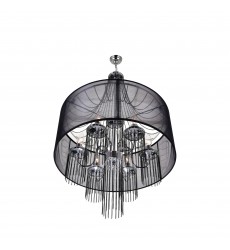  Amelia 6 Light Drum Shade Chandelier With Chrome Finish (5475P20C-6 Black) - CWI