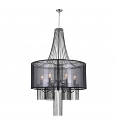  Amelia 6 Light Drum Shade Chandelier With Chrome Finish (5475P20C-6 Black) - CWI