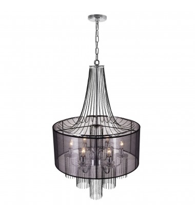  Amelia 6 Light Drum Shade Chandelier With Chrome Finish (5475P20C-6 Brown) - CWI