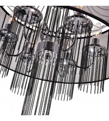  Amelia 6 Light Drum Shade Chandelier With Chrome Finish (5475P20C-6 Brown) - CWI