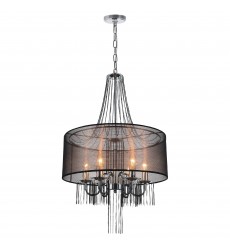  Amelia 6 Light Drum Shade Chandelier With Chrome Finish (5475P20C-6 Brown) - CWI