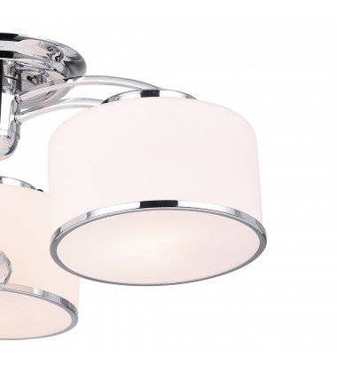  Frosted 3 Light Drum Shade Flush Mount With Chrome Finish (5479C24C-3) - CWI