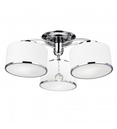  Frosted 3 Light Drum Shade Flush Mount With Chrome Finish (5479C24C-3) - CWI