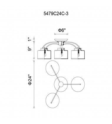  Frosted 3 Light Drum Shade Flush Mount With Chrome Finish (5479C24C-3) - CWI