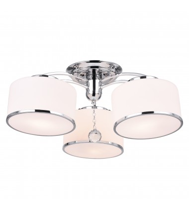  Frosted 3 Light Drum Shade Flush Mount With Chrome Finish (5479C24C-3) - CWI