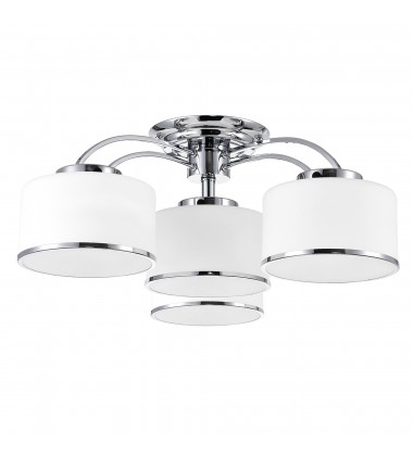  Frosted 4 Light Drum Shade Flush Mount With Chrome Finish (5479C28C-4) - CWI