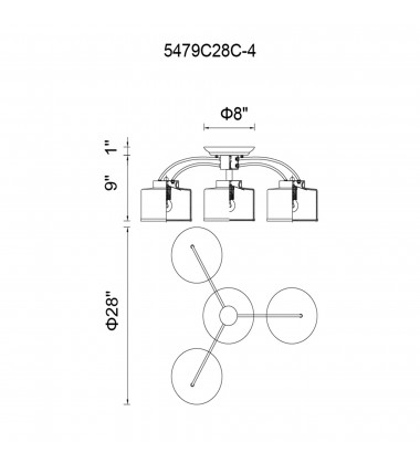  Frosted 4 Light Drum Shade Flush Mount With Chrome Finish (5479C28C-4) - CWI