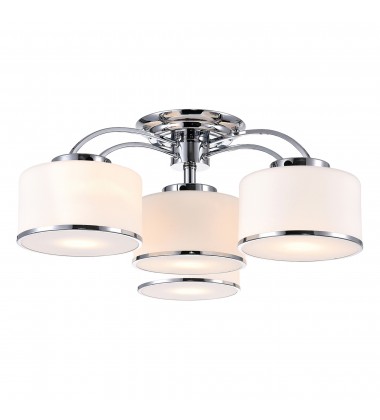  Frosted 4 Light Drum Shade Flush Mount With Chrome Finish (5479C28C-4) - CWI
