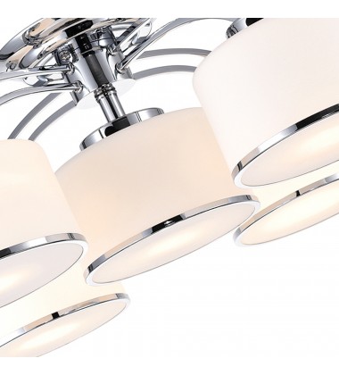 Frosted 5 Light Drum Shade Flush Mount With Chrome Finish (5479C30C-5) - CWI Frosted 5 Light Drum Shade Flush Mount With Chrome Finish (5479C30C-5) - CWI
