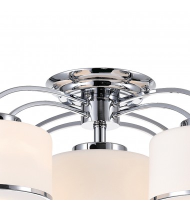 Frosted 5 Light Drum Shade Flush Mount With Chrome Finish (5479C30C-5) - CWI Frosted 5 Light Drum Shade Flush Mount With Chrome Finish (5479C30C-5) - CWI