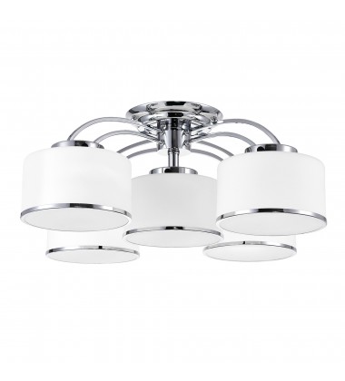 Frosted 5 Light Drum Shade Flush Mount With Chrome Finish (5479C30C-5) - CWI Frosted 5 Light Drum Shade Flush Mount With Chrome Finish (5479C30C-5) - CWI