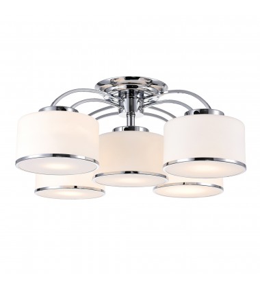  Frosted 5 Light Drum Shade Flush Mount With Chrome Finish (5479C30C-5) - CWI