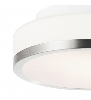  Frosted 1 Light Drum Shade Flush Mount With Satin Nickel Finish (5479C8SN-R) - CWI