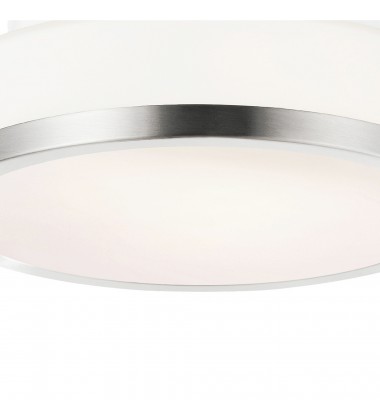  Frosted 1 Light Drum Shade Flush Mount With Satin Nickel Finish (5479C8SN-R) - CWI