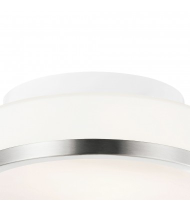  Frosted 1 Light Drum Shade Flush Mount With Satin Nickel Finish (5479C8SN-R) - CWI