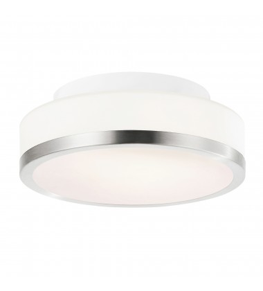  Frosted 1 Light Drum Shade Flush Mount With Satin Nickel Finish (5479C8SN-R) - CWI