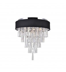  Franca 4 Light Drum Shade Flush Mount With Chrome Finish (5523C16C (Black)) - CWI
