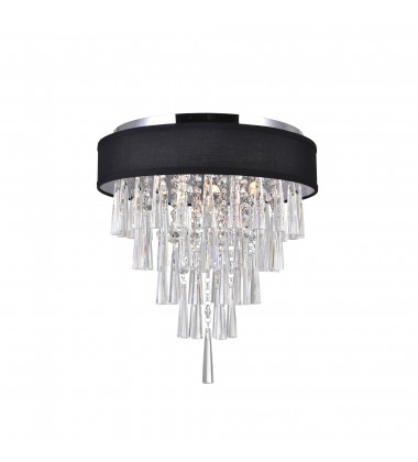 Franca 4 Light Drum Shade Flush Mount With Chrome Finish (5523C16C (Black)) - CWI Franca 4 Light Drum Shade Flush Mount With Chrome Finish (5523C16C (Black)) - CWI