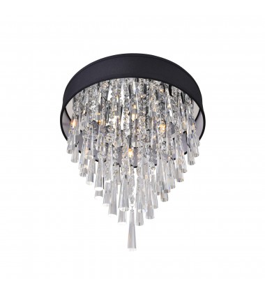 Franca 4 Light Drum Shade Flush Mount With Chrome Finish (5523C16C (Black)) - CWI Franca 4 Light Drum Shade Flush Mount With Chrome Finish (5523C16C (Black)) - CWI