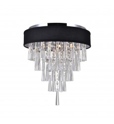  Franca 4 Light Drum Shade Flush Mount With Chrome Finish (5523C16C (Black)) - CWI